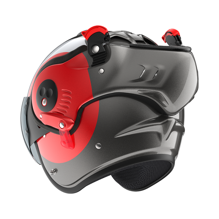 VERSATILE MOTORCYCLE HELMET ROOF RO5 BOXER ALPHA FOCUS RED - SILVER