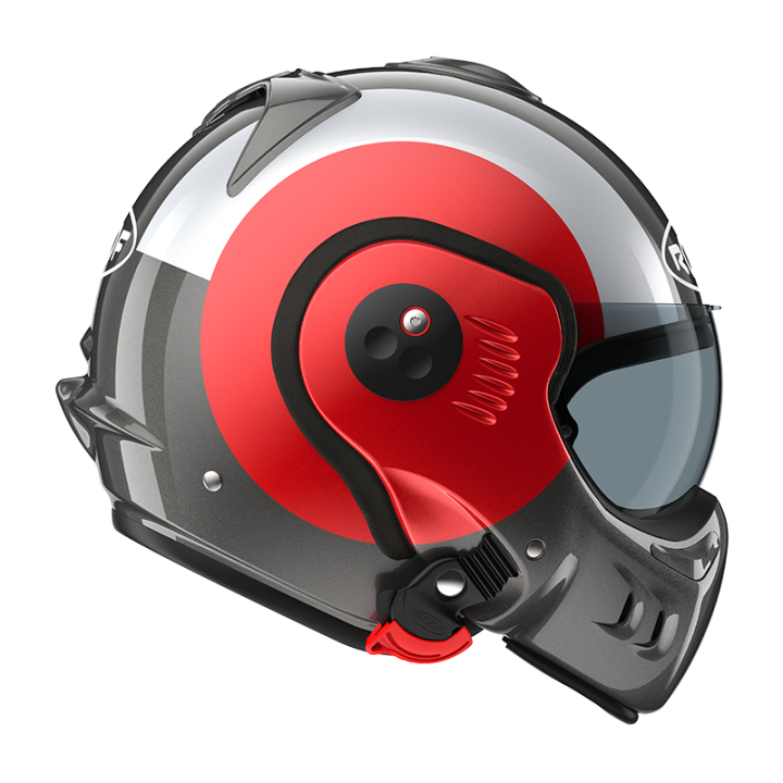 VERSATILE MOTORCYCLE HELMET ROOF RO5 BOXER ALPHA FOCUS RED - SILVER