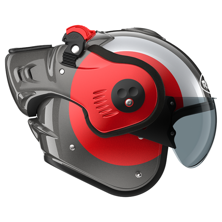 VERSATILE MOTORCYCLE HELMET ROOF RO5 BOXER ALPHA FOCUS RED - SILVER