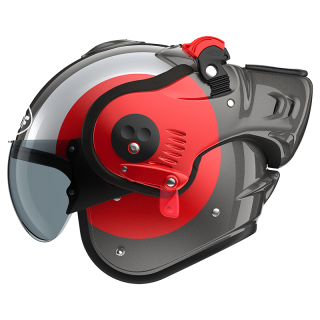 VERSATILE MOTORCYCLE HELMET ROOF RO5 BOXER ALPHA FOCUS RED - SILVER