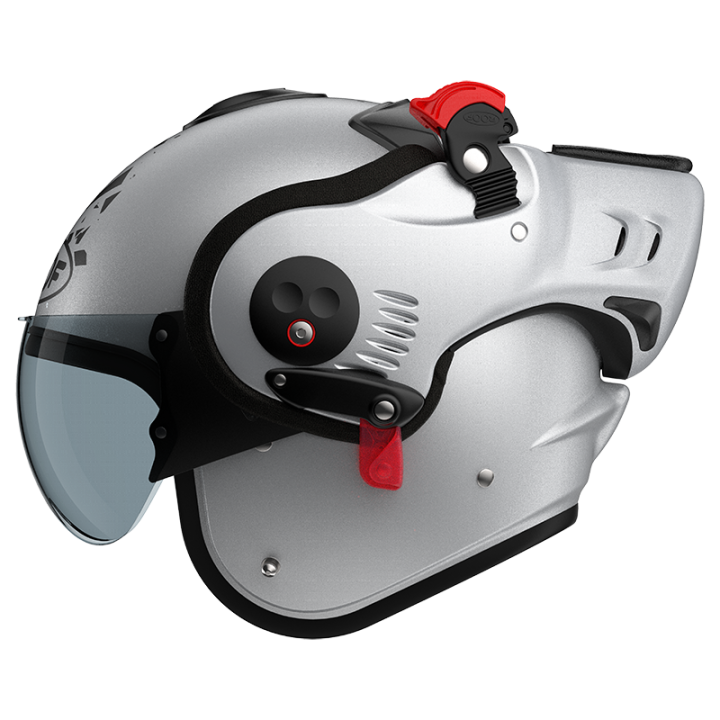 VERSATILE MOTORCYCLE HELMET ROOF RO5 BOXER ALPHA BLACKSTAR MATT SILVERWHITE - BLACK