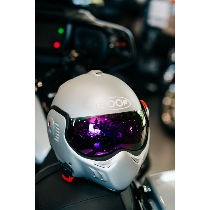 VERSATILE MOTORCYCLE HELMET ROOF RO5 BOXER ALPHA MATT SILVERWHITE