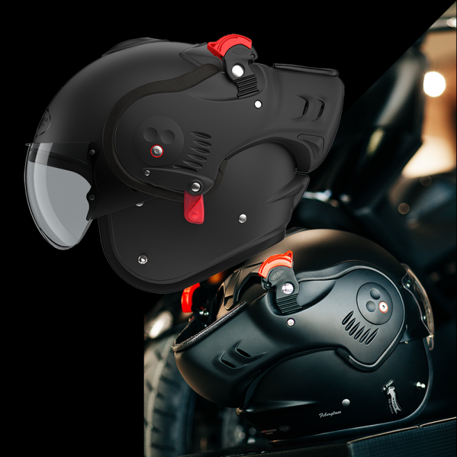 CASCO DA MOTO MODULARE ROOF RO5 BOXER ALPHA NERO OPACO