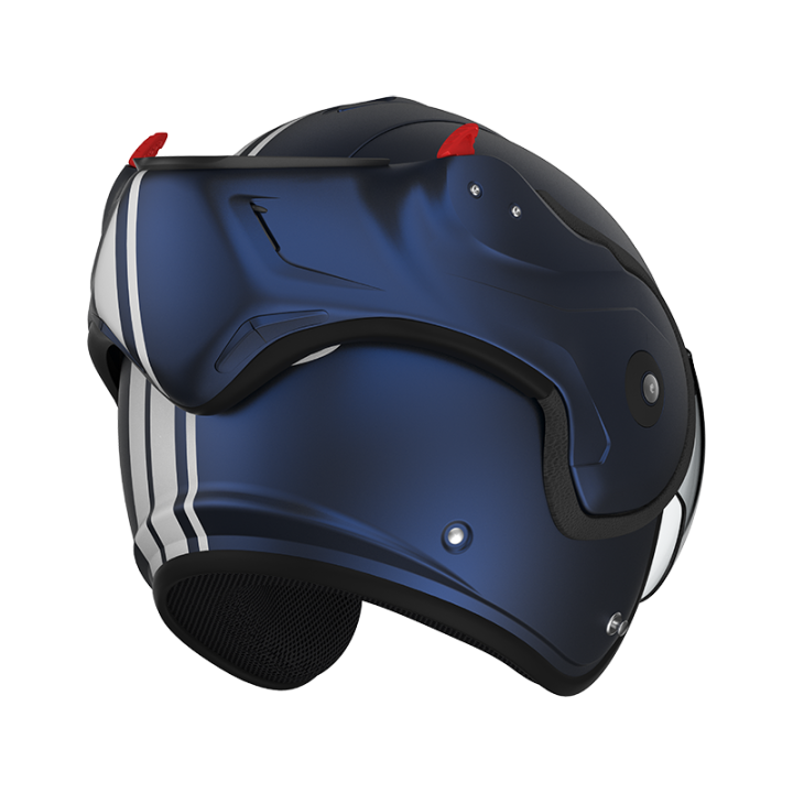 Helmet motorcycle versatile E22-06 Roof BOXXER 2 STRIPES Dark Blue - White Matt