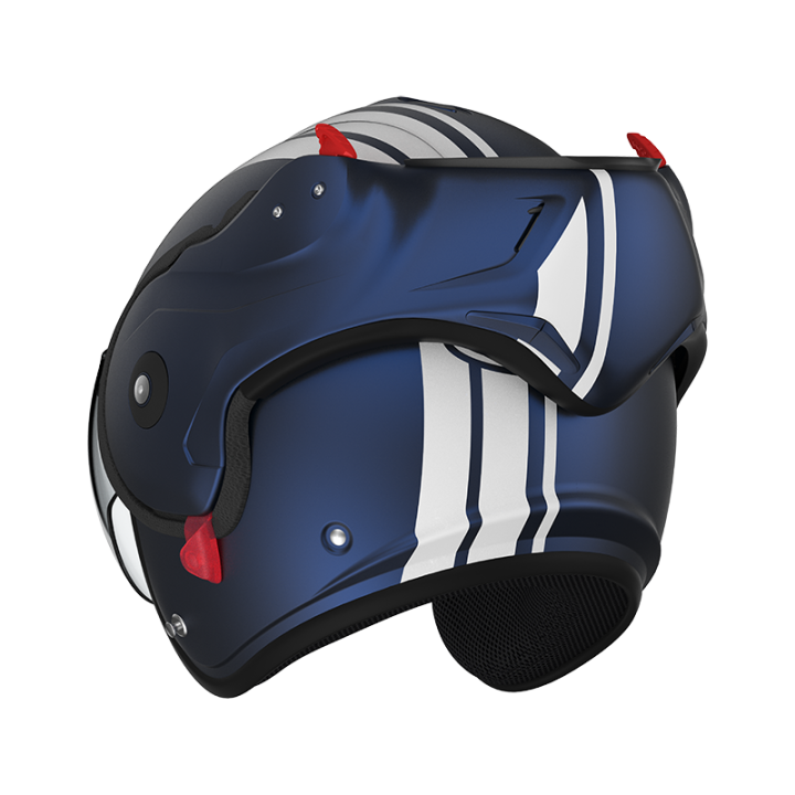 Helmet motorcycle versatile E22-06 Roof BOXXER 2 STRIPES Dark Blue - White Matt