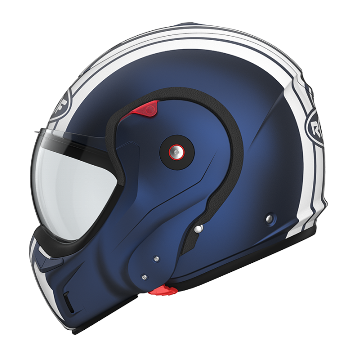 Helmet motorcycle versatile E22-06 Roof BOXXER 2 STRIPES Dark Blue - White Matt