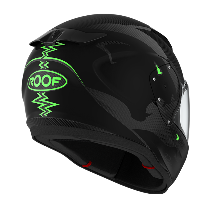 Casque moto intégral Roof RO200 CARBON PANTHER Noir Vert Fluo