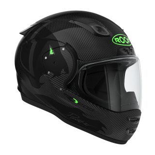 Casco motocicletta completa Roof RO200 CARBON Panther Nero Fluo verde