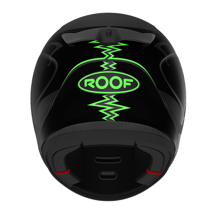 Casco motocicletta completa Roof RO200 CARBON Panther Nero Fluo verde