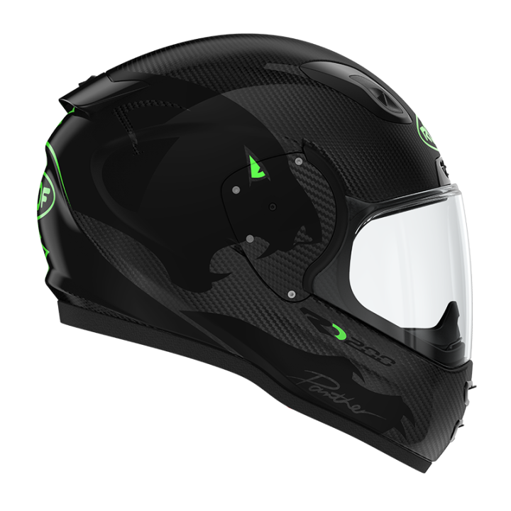 Casque moto intégral Roof RO200 CARBON PANTHER Noir Vert Fluo