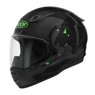 Casco motocicletta completa Roof RO200 CARBON Panther Nero Fluo verde